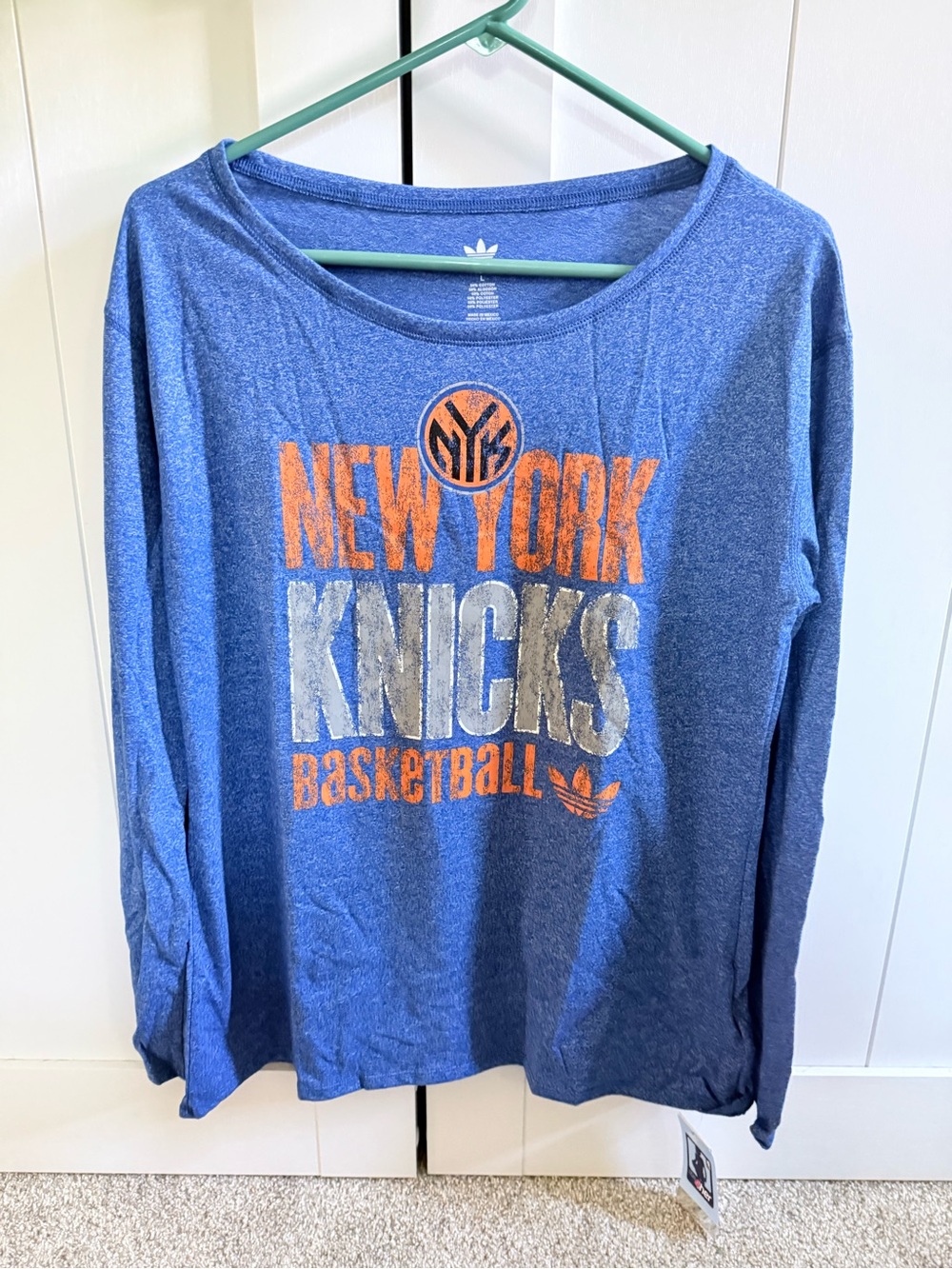 Adidas New York Knicks Kids Long-Sleeve Shirt - Blue & Orange